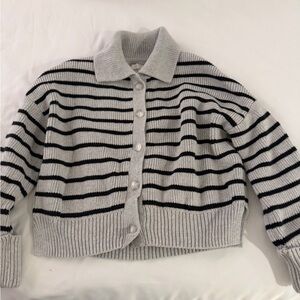 Abercrombie & Fitch Gray and Black Striped Cardigan